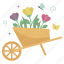 wheel, barrow, flowers, butterfly, insect, spring, sticker 