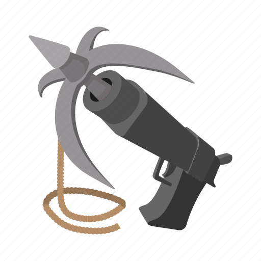 Gun with grappling hook cartoon Royalty Free Vector Image