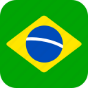 brazil, brazilian, flag, country, square, rounded, cartoon, minimal, stylized