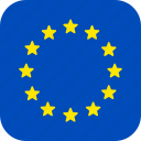 eu, european union, flag, square, rounded, europe, stars, world
