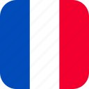 france, flag, country, square, rounded, language, french, fr