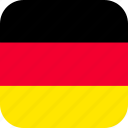 germany, german, flag, country, square, rounded, language, europe