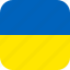 ukraine, ua, ukrainian, flag, country, square, rounded, language 