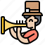 horn, instrument, music, parade, trumpet 