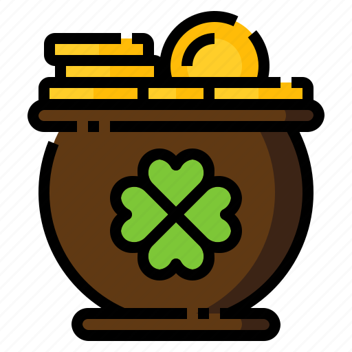 Clover, coin, gold, pot, st. patrick icon - Download on Iconfinder