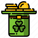 clover, coin, green, hat, luck, st. patrick