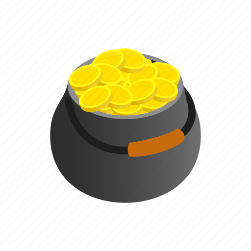 Coin, day, gold, holiday, isometric, pot, wealth icon - Download on Iconfinder
