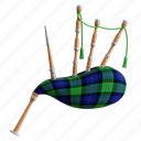 bagpipes, ireland, irish, celtic, clover, 3d icon, 3d illustration, 3d render 