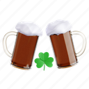 cheers, ireland, irish, celtic, clover, 3d icon, 3d illustration, 3d render 