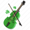 fiddle, ireland, irish, celtic, clover, 3d icon, 3d illustration, 3d render 