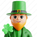 leprechaun, ireland, irish, celtic, clover, 3d icon, 3d illustration, 3d render 