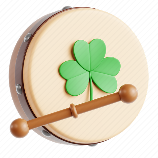 Irish, drum, ireland, celtic, clover, 3d icon, 3d illustration 3D illustration - Download on Iconfinder