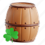 barrel, ireland, irish, celtic, clover, 3d icon, 3d illustration, 3d render 