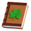 book, ireland, irish, celtic, clover, 3d icon, 3d illustration, 3d render 