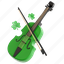 fiddle, ireland, irish, celtic, clover, 3d icon, 3d illustration, 3d render 