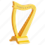 harp, ireland, irish, celtic, clover, 3d icon, 3d illustration, 3d render 