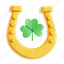 horseshoe, ireland, irish, celtic, clover, 3d icon, 3d illustration, 3d render 