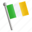 irish, flag, ireland, celtic, clover, 3d icon, 3d illustration, 3d render 