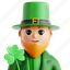 leprechaun, ireland, irish, celtic, clover, 3d icon, 3d illustration, 3d render 