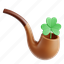 pipe, ireland, irish, celtic, clover, 3d icon, 3d illustration, 3d render 