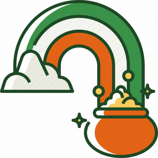 Rainbow pot, gold pot, ireland, gold, st patricks day, clover, flag icon - Download on Iconfinder