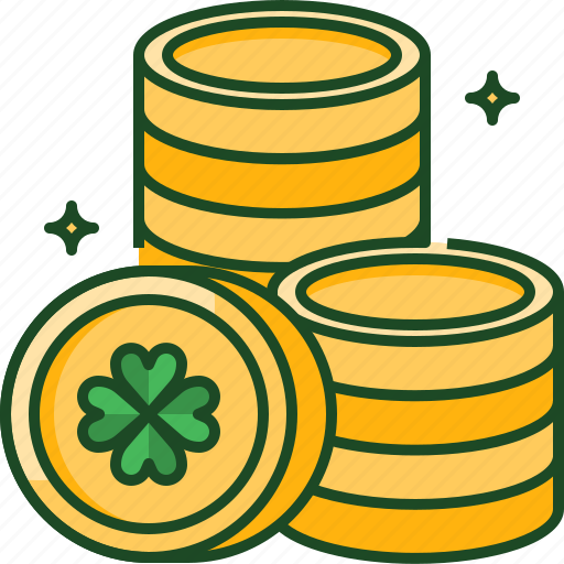 Coins, money, gold, cash, coin, shamrock, luck icon - Download on Iconfinder