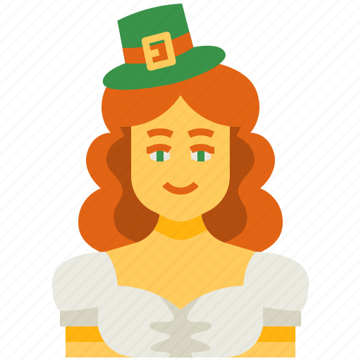 Irish, girl, irish girl, leprechaun, hat, st patricks day, festival icon - Download on Iconfinder