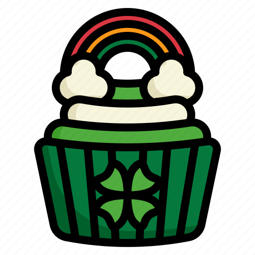 St, patricks, day, cupcake, bakery, baked, rainbow icon - Download on Iconfinder