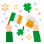 celebration, flags, ireland, hand, patrick 