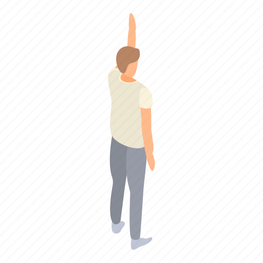 Cartoon, fashion, hand, isometric, man, student, up icon - Download on Iconfinder