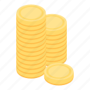 business, cartoon, coins, gold, isometric, money, stack