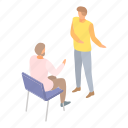 business, cartoon, discussion, isometric, manager, person, silhouette