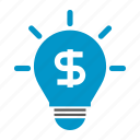 bulb, dollar, idea, mind, money, rich, think