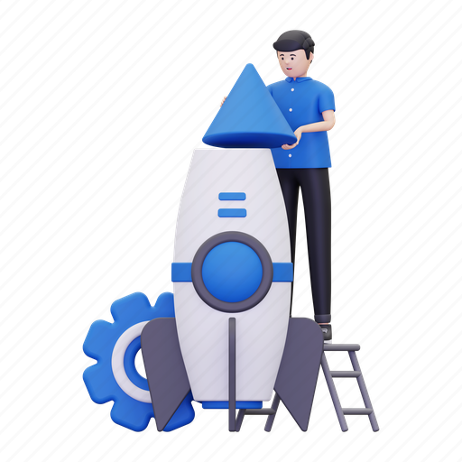 Startup, business, company, work, successful, leadership, rocket 3D illustration - Download on Iconfinder