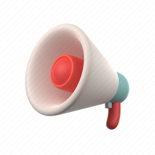 Marketing, megaphone, promotion, newsletter, announcement, sound, audio 3D illustration - Download on Iconfinder