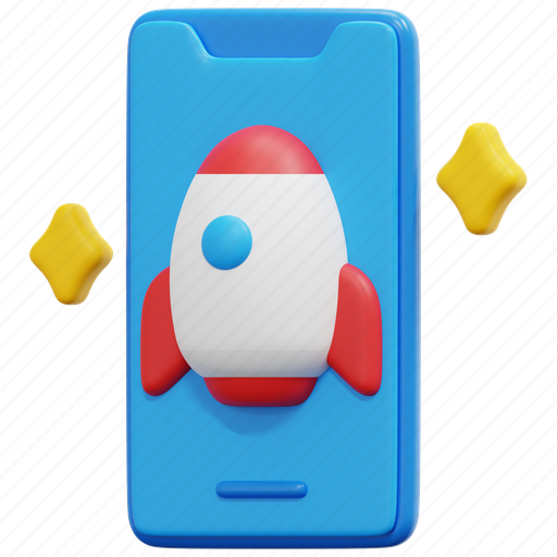Mobile, startup, start, up, smartphone, rocket, phone 3D illustration - Download on Iconfinder