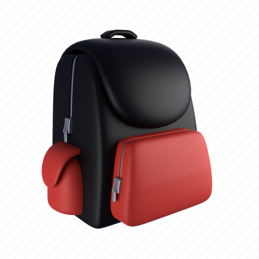 Backpack, school bag, bag, school, study, stationery, student 3D illustration - Download on Iconfinder