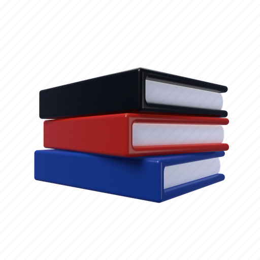 Stacked book, books, hardcover books, school, education, reading, stationery 3D illustration - Download on Iconfinder