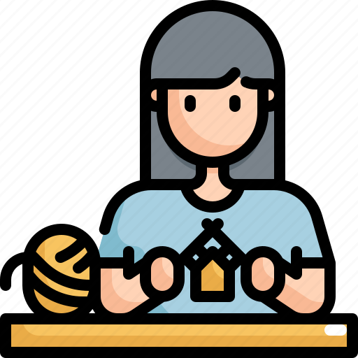 Activity, avatar, female, knitting, woman, yarn icon - Download on Iconfinder