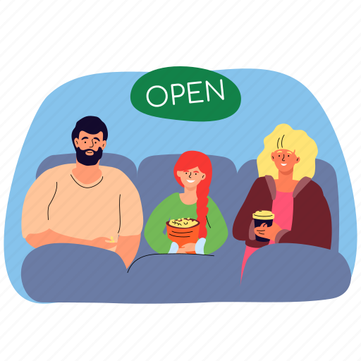 Cinema, open, family, movie illustration - Download on Iconfinder