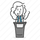 stage, speech, podium, speaker, businesswoman, audience, auditorium, motivator, girl