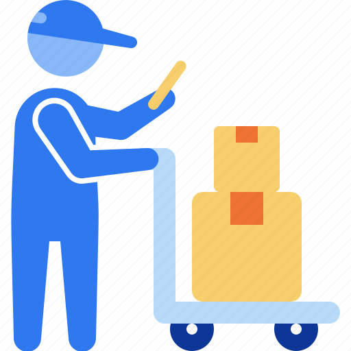 Take a picture for the report, take a picture, courier, trolley, storehouse, proof of delivery, hand truck icon - Download on Iconfinder