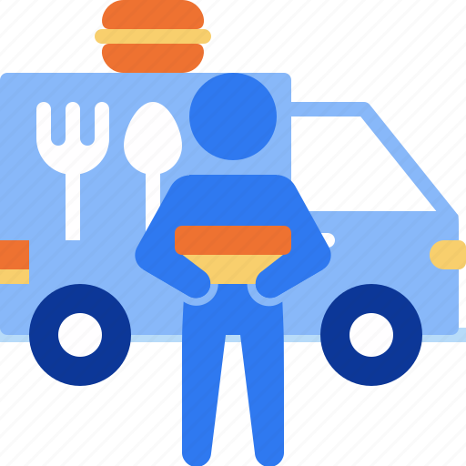 Delivery man, burger, fast food, food truck, takeaway, take away, restaurant icon - Download on Iconfinder