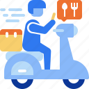 food order, courier, delivery man, bicycle, takeaway, take away, restaurant, food, stick figure