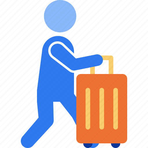 Traveler, passenger, luggage, travel, holiday, trip, stick figure icon - Download on Iconfinder
