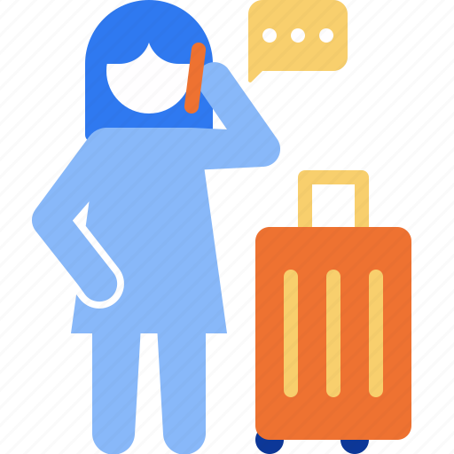 Traveler, passenger, calling, travel, holiday, trip, stick figure icon - Download on Iconfinder