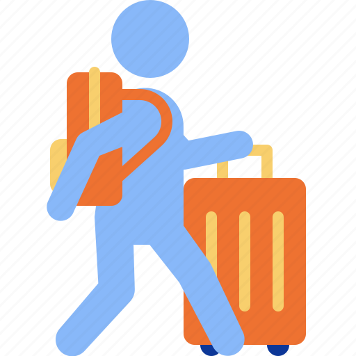 Traveler, passenger, luggage, travel, holiday, trip, stick figure icon - Download on Iconfinder