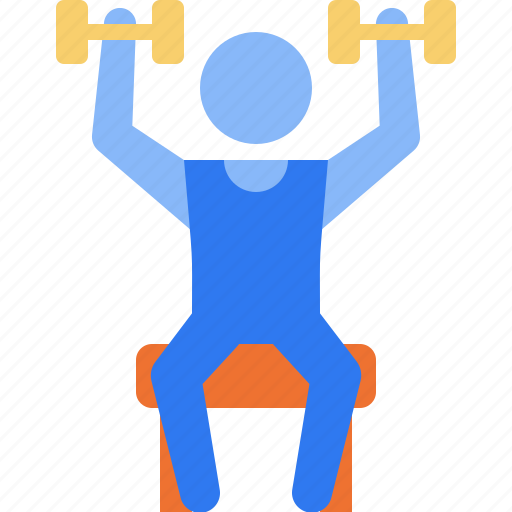 Shoulder press, dumbbell, weightlifting, weightlifter, fitness, gym, exercise icon - Download on Iconfinder