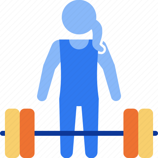 Women weightlifting, woman, weightlifting, fitness, gym, barbell, exercise icon - Download on Iconfinder