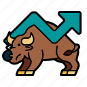 bull, stock, up, investment, animals